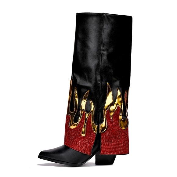 Run this town rhinestone flame boot - Picture 2 of 3